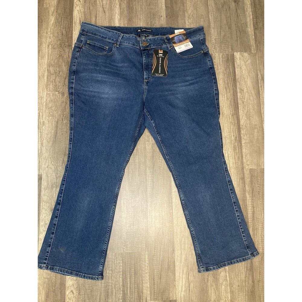 NEW Lee Riders Womens 24W P Blue Jeans Stretch Slim Mid Rise Boot Shape Illusion